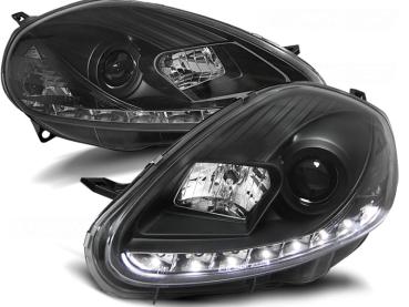 Scheinwerfer LED Tagfahrlicht Optik für Fiat Grande Punto 2 Bj. 08-09 Schwarz
